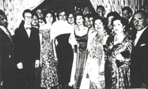 Dinner held in honor of Sophia Loren (center) in the Uaddan Hotel, March 1957 (Courtesy of Vittorio Halfon)
